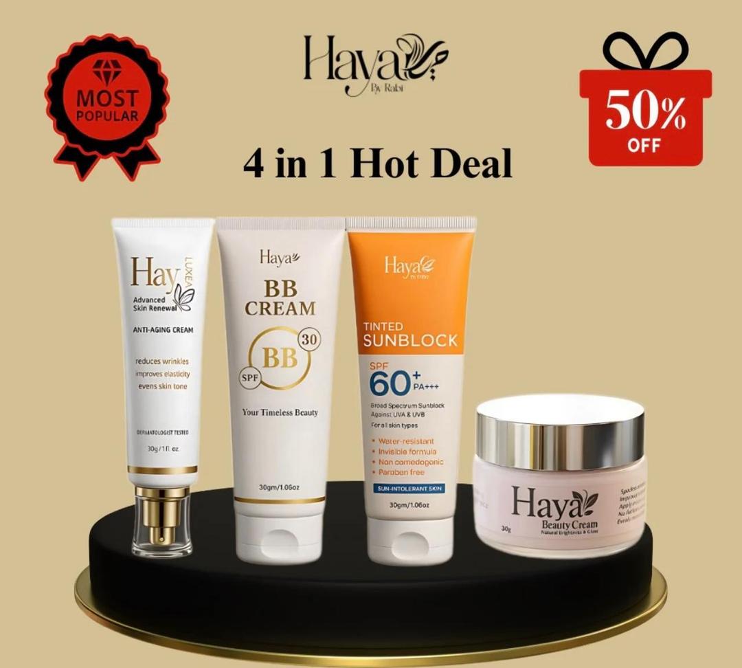 4 in 1 Beauty Cream Bundle - BB Cream, CC Cream, Sunblock & Homeocure Beauty Cream