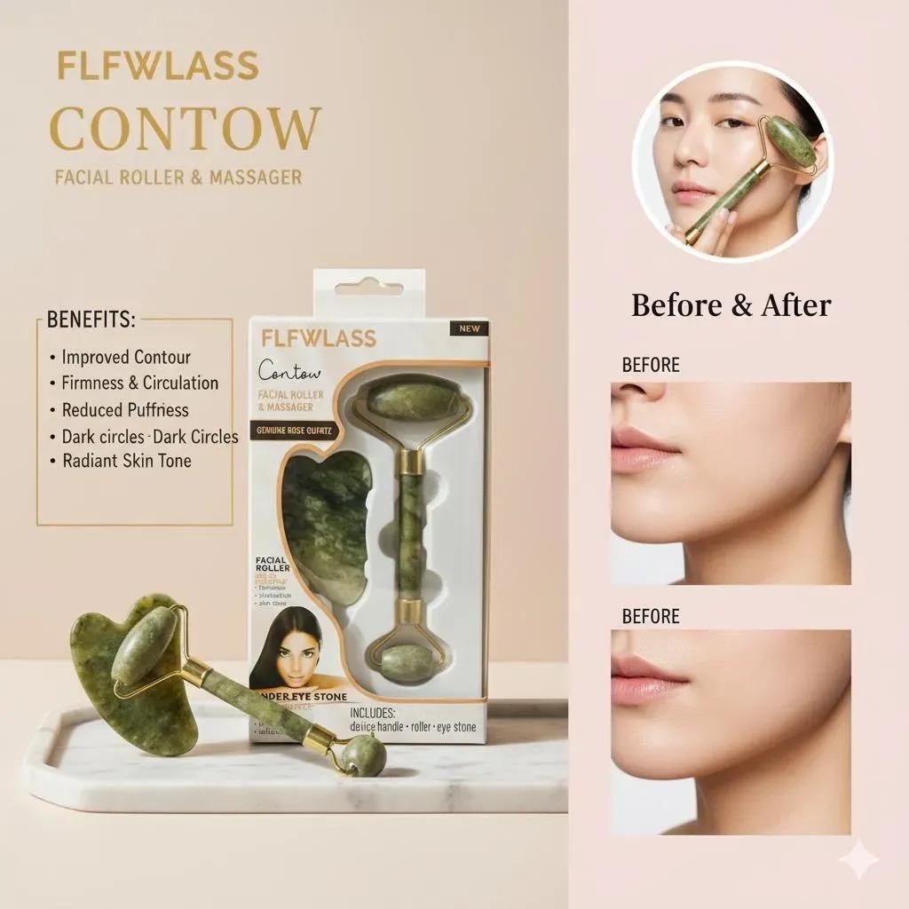 Jade Roller & Gua Sha Skincare Tool 2-in-1