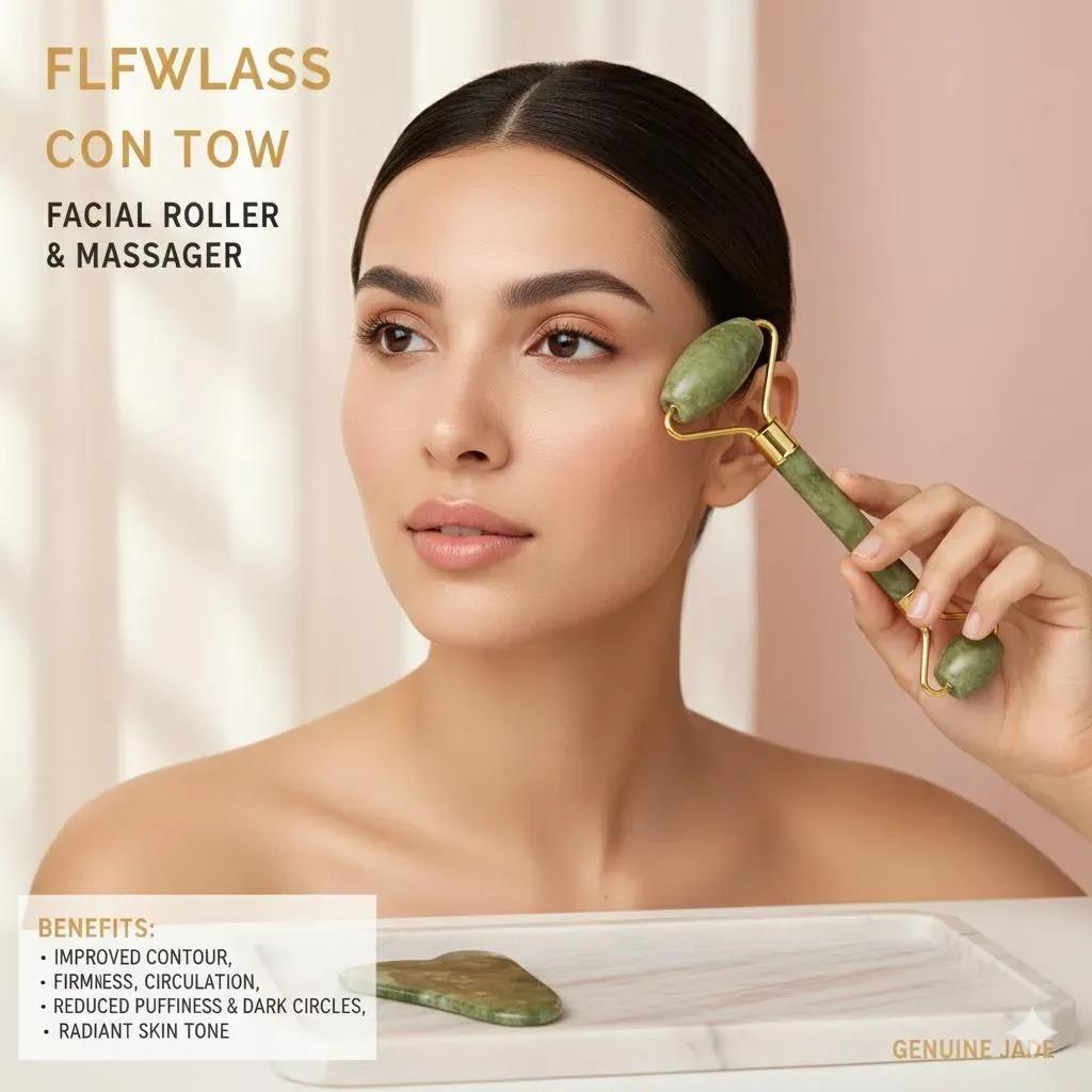 Jade Roller & Gua Sha Skincare Tool 2-in-1